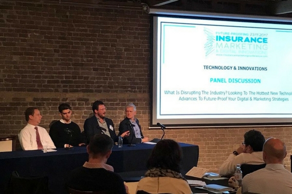 Paul Walsh participating in a four-person Insurance Marketing Conference panel in London