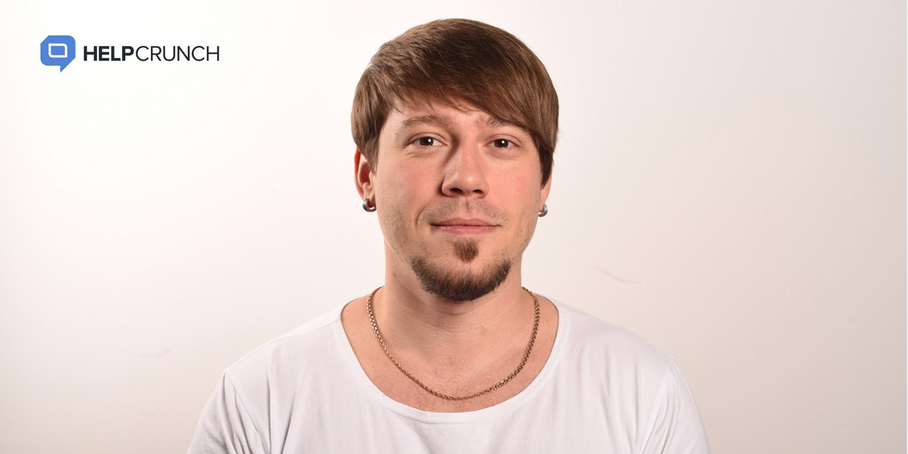 Pavel Pavlenko in a white T-shirt, in the portrait accompanying his 2023 interview