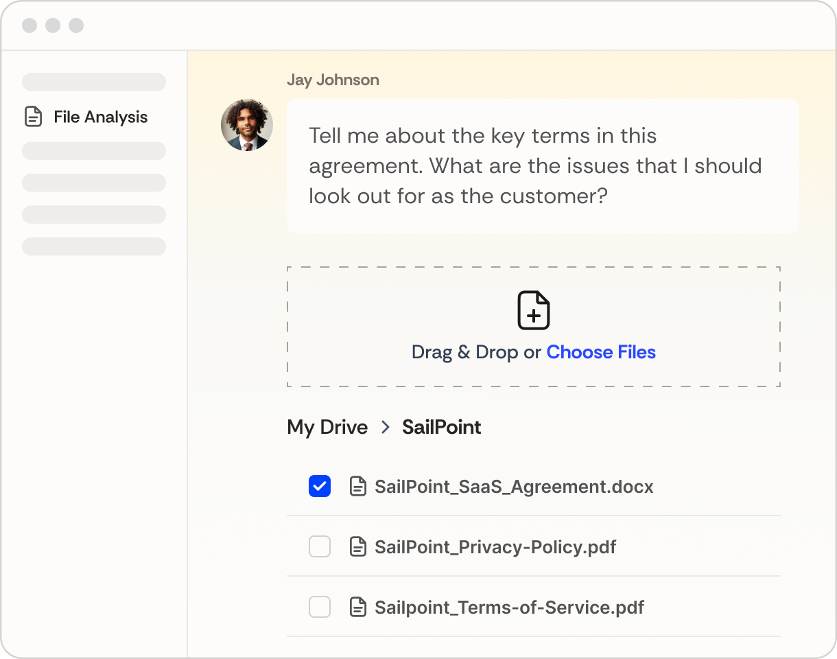 Paxton file analysis interface with multiple legal files available for selection