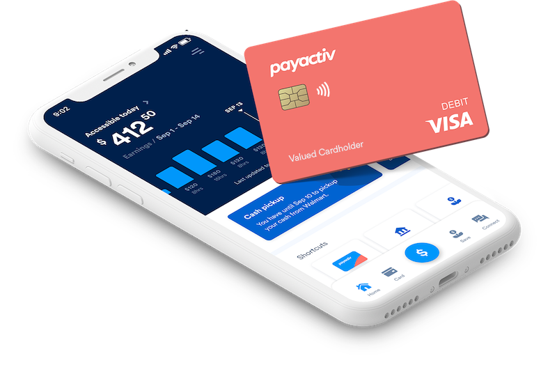 Payactiv app and card product illustration