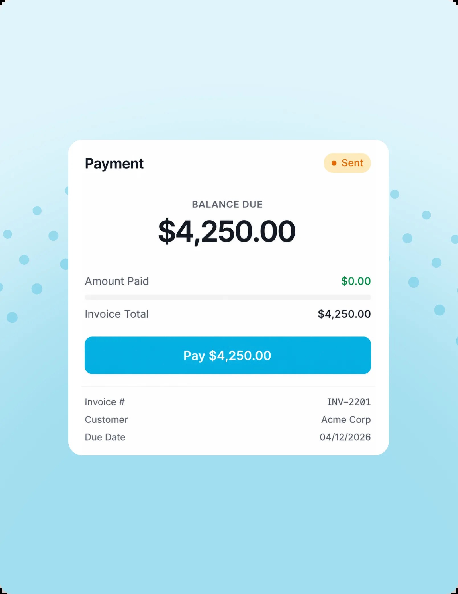 Payra smart invoicing with embedded payment links