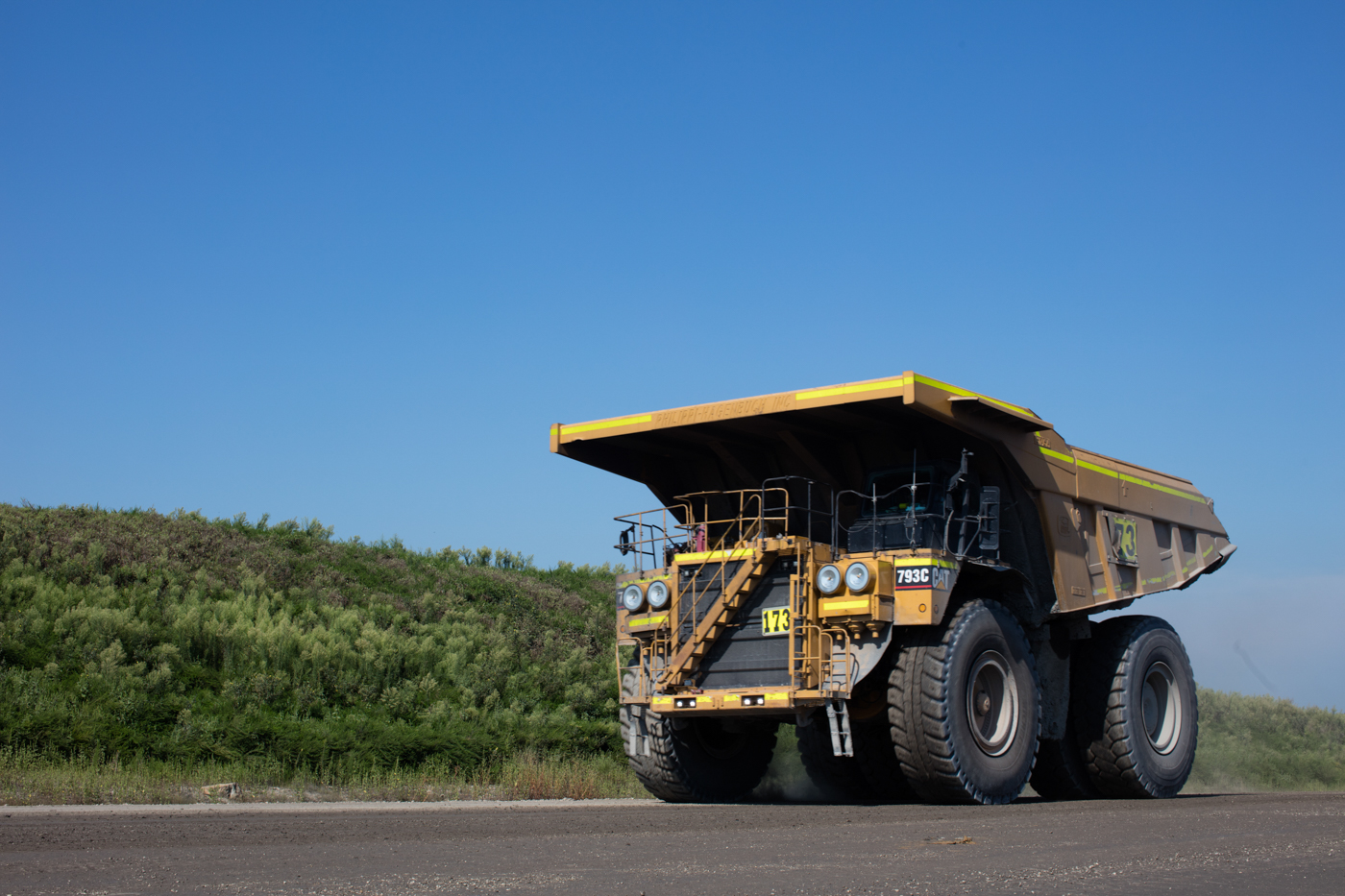 A large yellow haul truck on a mine road at Peabody's Bear Run operation