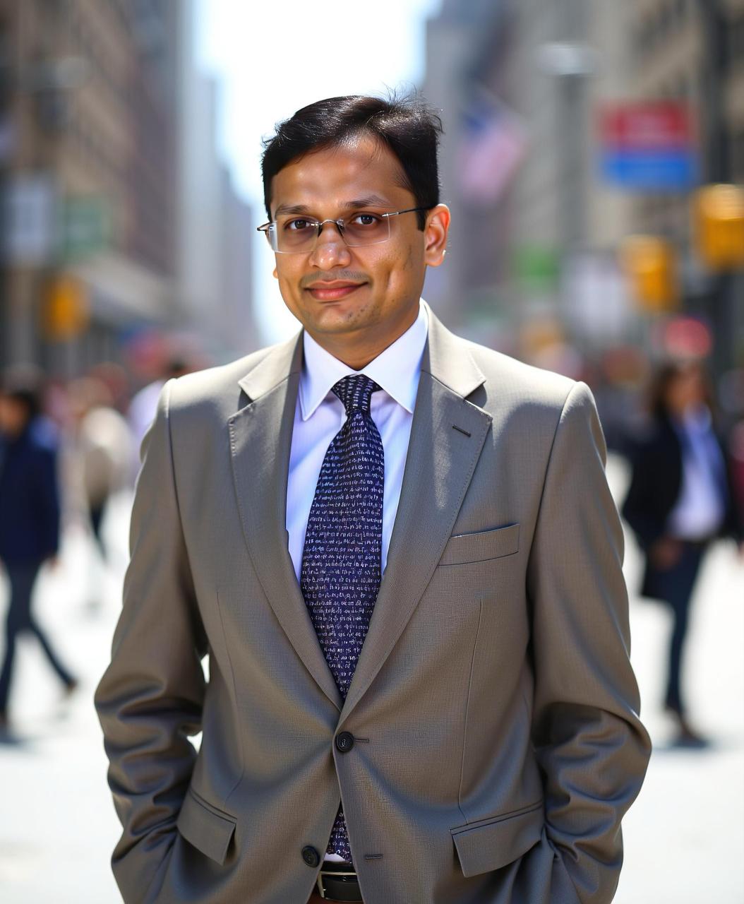 PeerIslands founder Sowri Krishnan in a grey suit