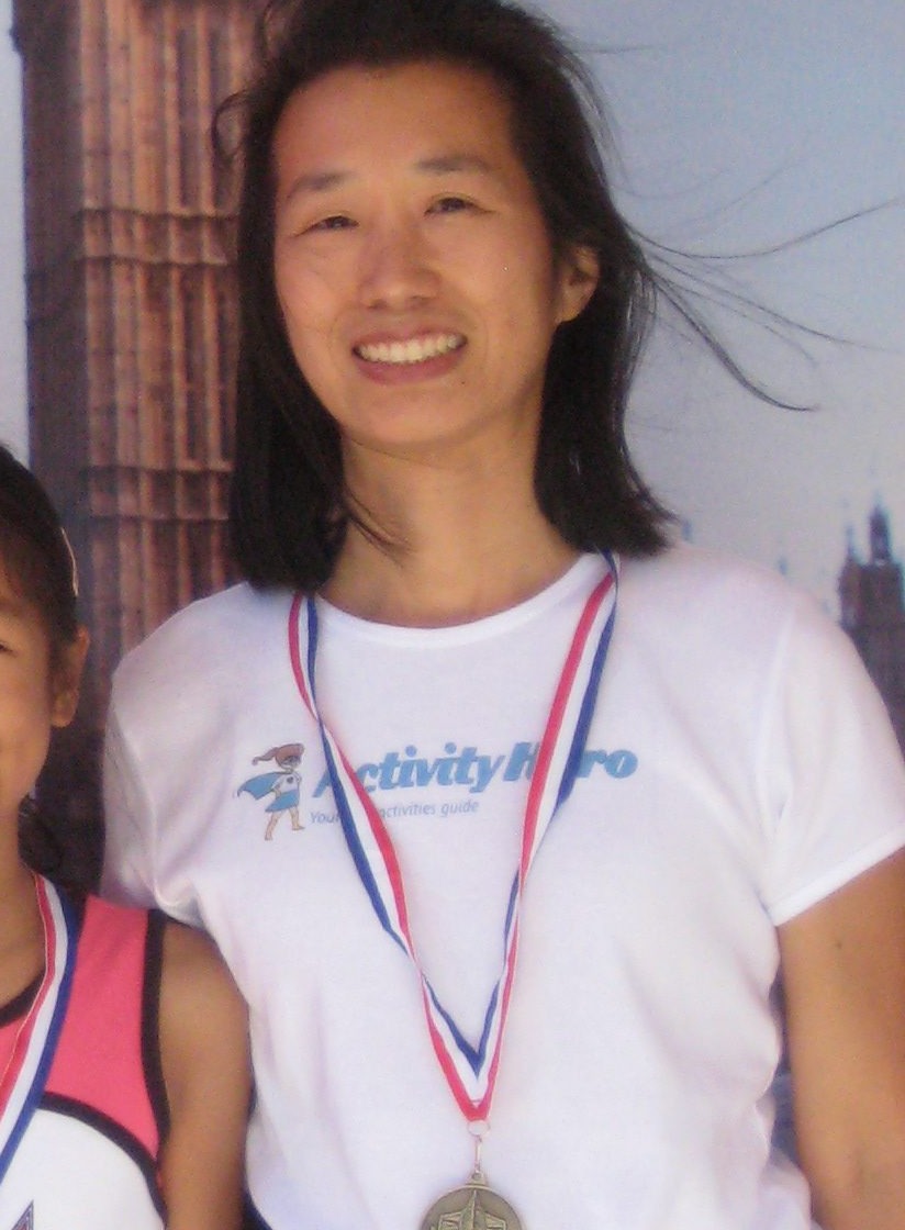 Peggy Chang, co-founder and CEO of ActivityHero, wearing an early ActivityHero t-shirt