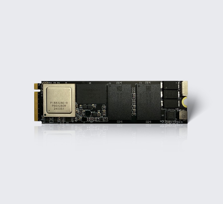 A PETAiO NVMe circuit board with its controller chip visible