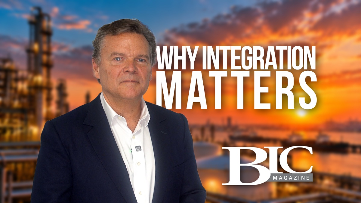 BIC Magazine interview artwork showing Peter Huntsman beside the words Why Integration Matters