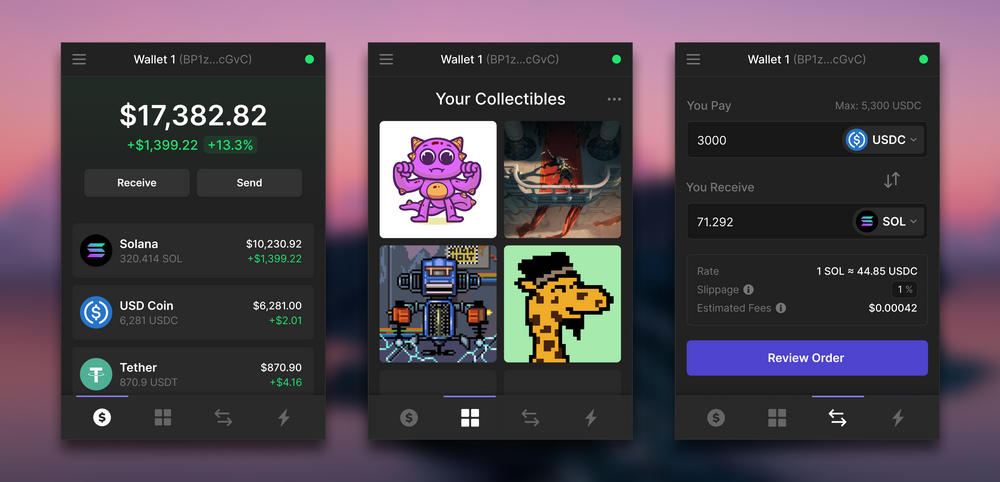 Historical Phantom wallet interface published in July 2021