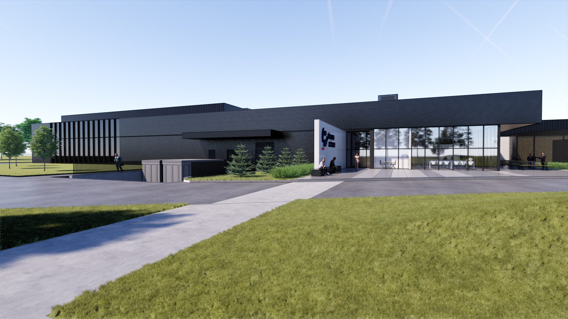Architectural rendering of the Pharmascience injectable manufacturing facility in Candiac, Quebec