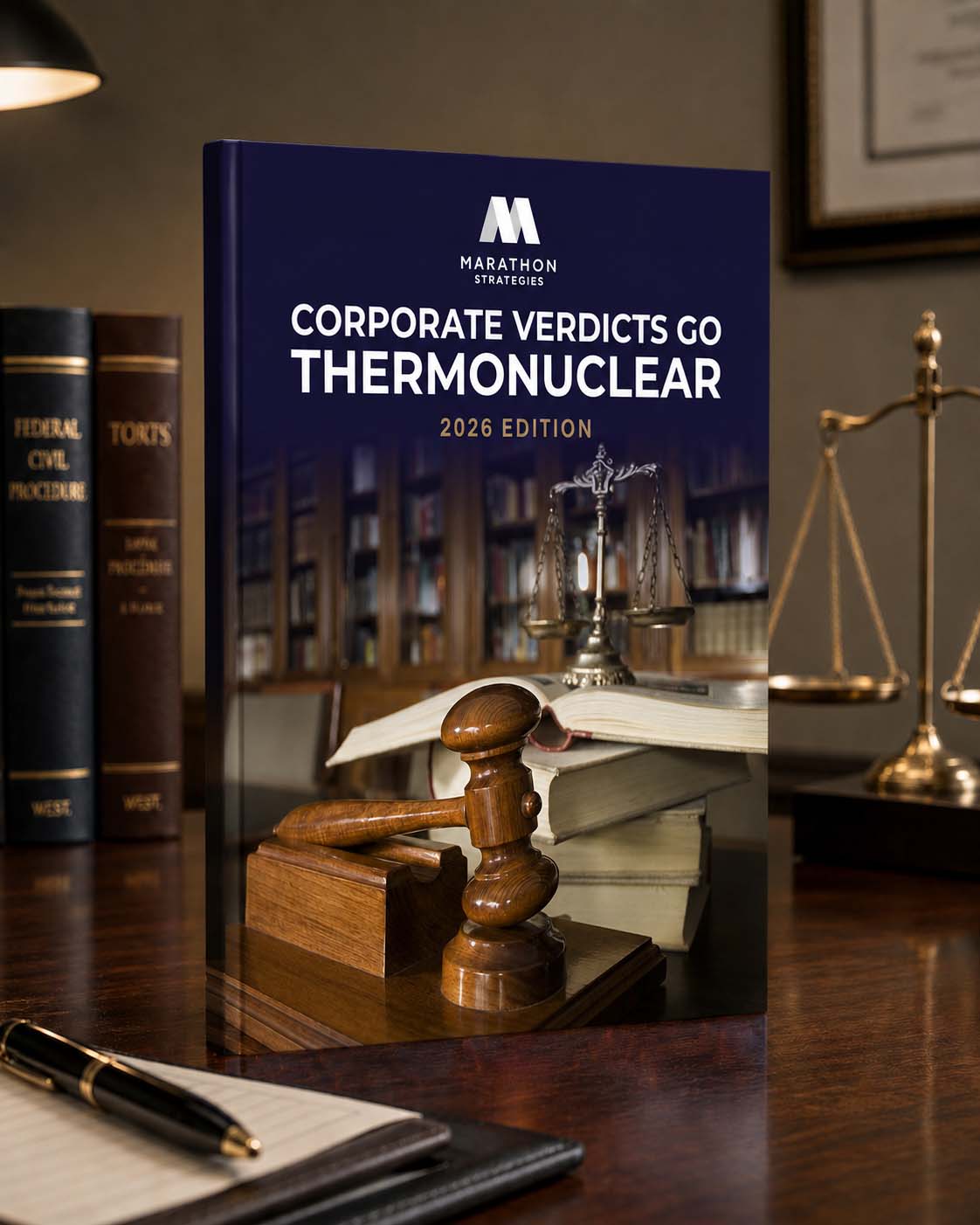 Marathon Strategies’ published cover artwork for Corporate Verdicts Go Thermonuclear, 2026 edition