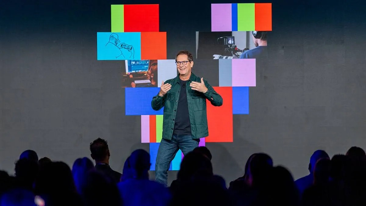 Philip Moyer presenting onstage at Vimeo REFRAME 2025