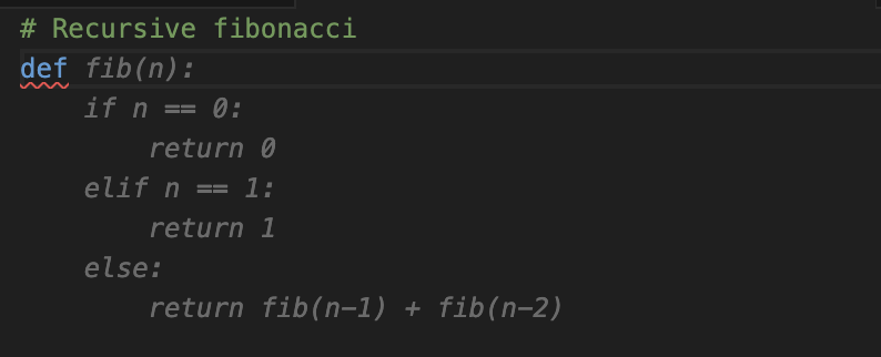 Phind autocomplete writing a recursive Fibonacci function in VS Code