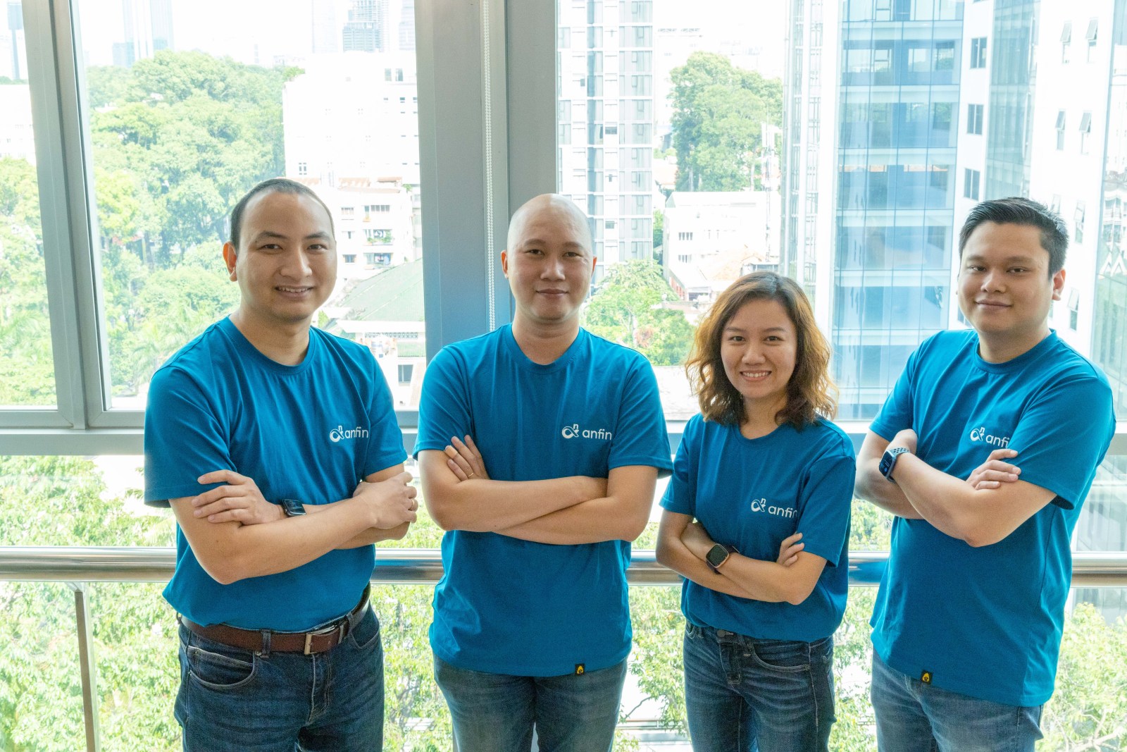 Anfin founders Hiep Nguyen, Phuoc Tran, Chi Pham and Michael Do seated together