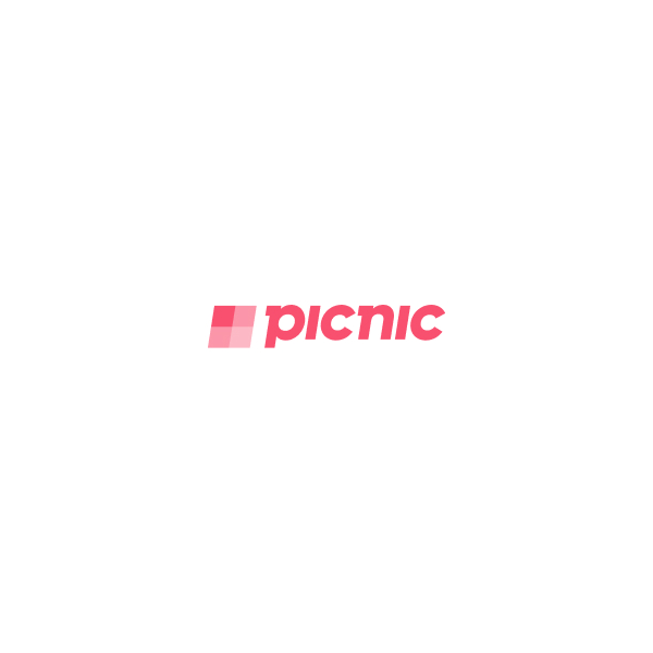 Picnic logo - the word picnic in pink lowercase beside a checkered square