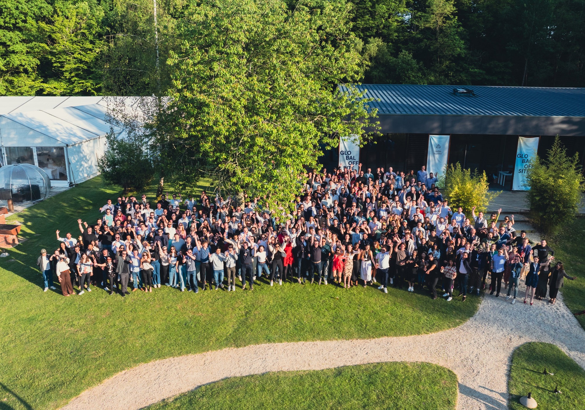 Pigment employees gathered outdoors at a company offsite
