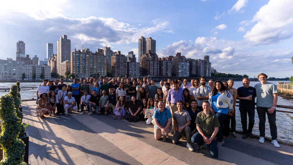 Pinecone team gathered outdoors in New York in 2025