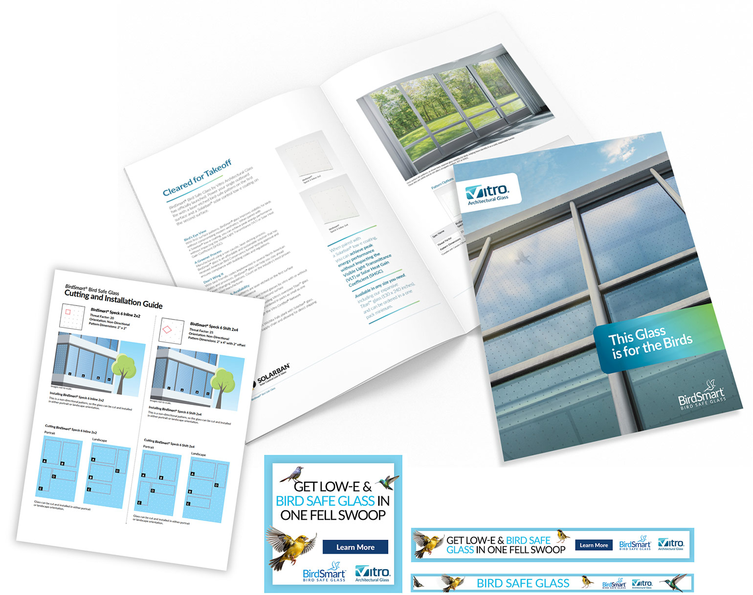 Vitro BirdSmart brochures, installation guide and digital advertisements created by Pipitone