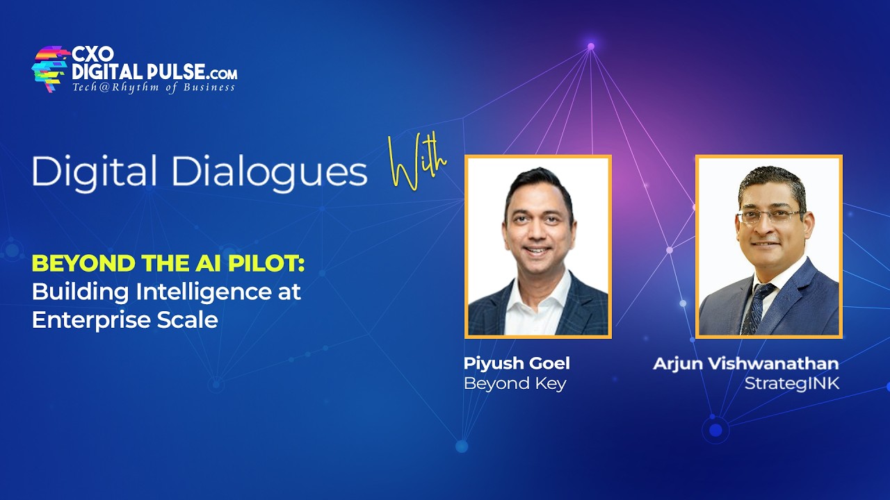 Promotional artwork for Digital Dialogues featuring Piyush Goel and Arjun Vishwanathan