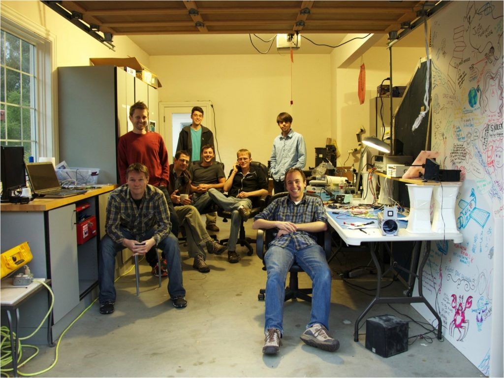 Planet’s founding team working among equipment in a Silicon Valley garage in 2012