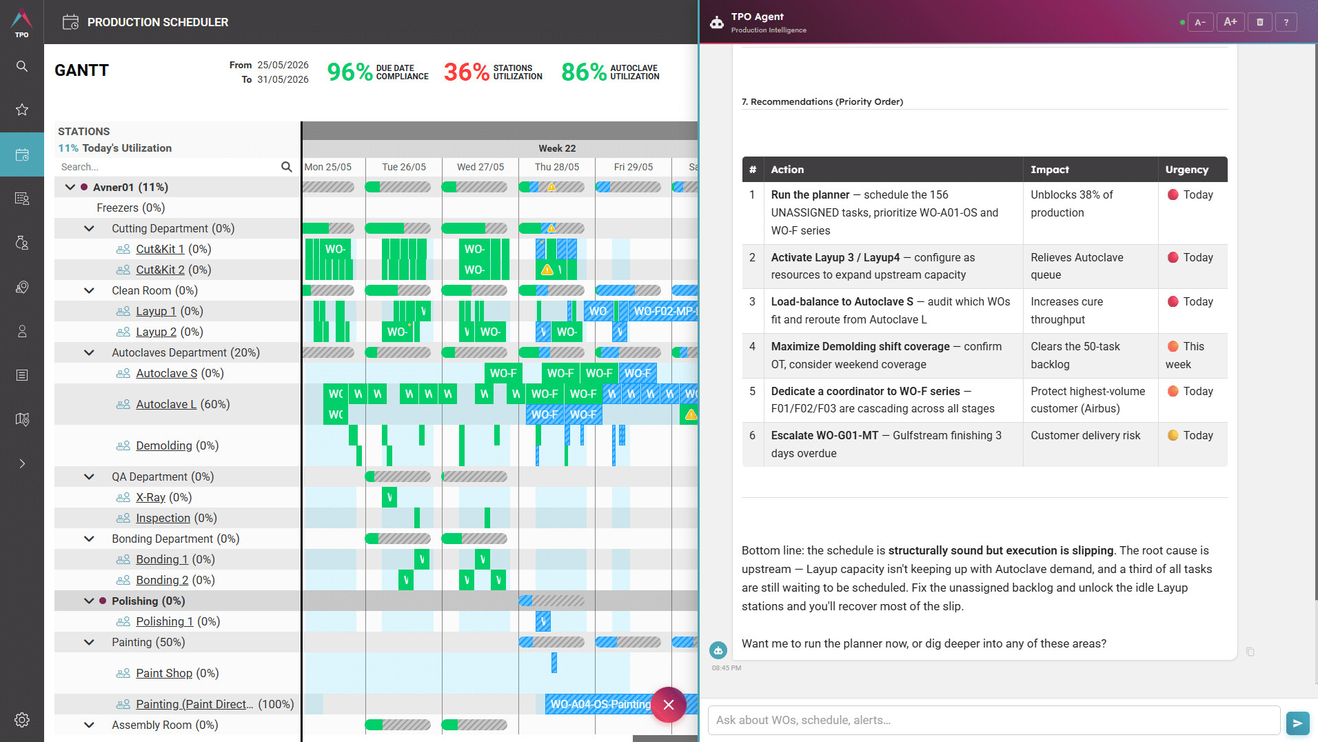 Plataine AI agents product interface graphic