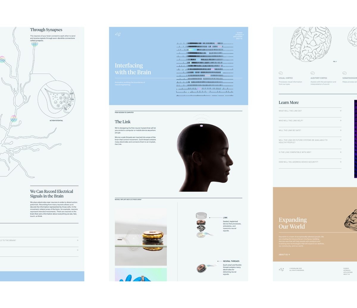 Play Studio’s website design for Neuralink, presented in its project portfolio