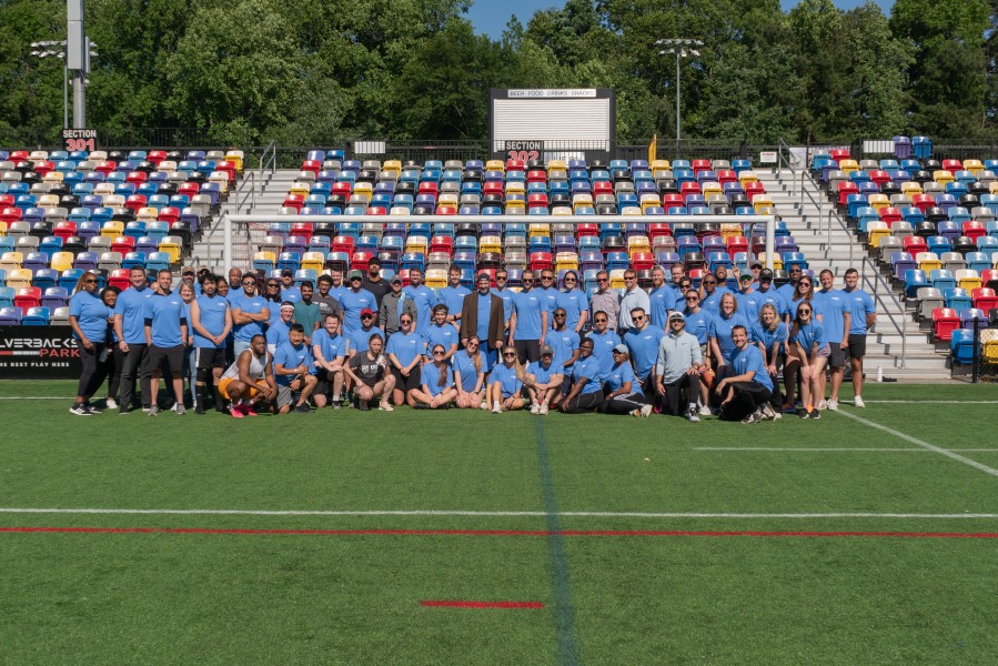 PlayOn employees at a company Field Day event