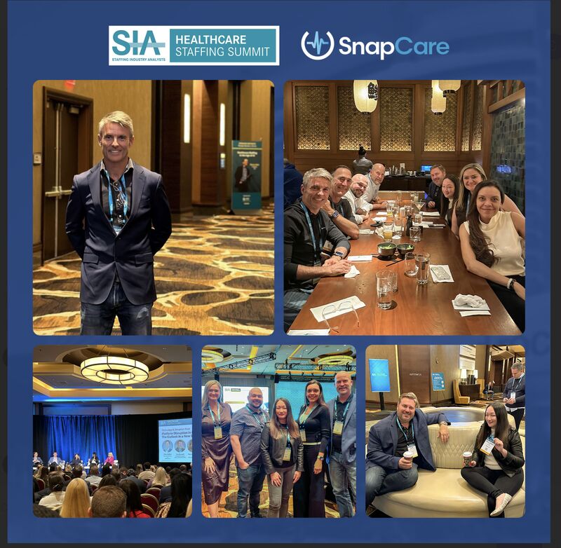 A SnapCare team collage from the 2023 Staffing Industry Analysts Healthcare Staffing Summit