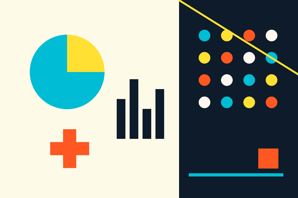 Swiss-style geometric composition representing PracticeTek's connected software brands