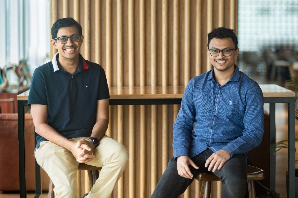 Nanonets co-founders Sarthak Jain and Prathamesh Juvatkar seated together
