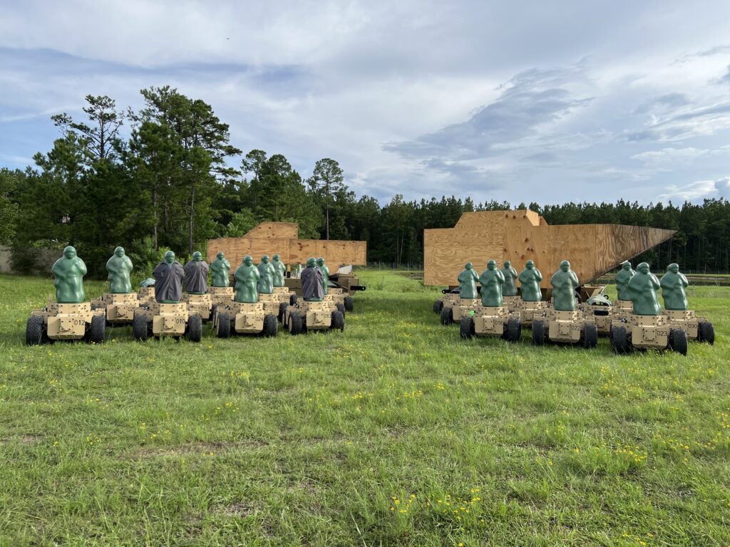 Mobile infantry and vehicle training targets arranged on an outdoor range