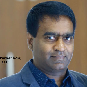 Praveen Kola in a blue jacket, pictured for a 2025 RandomTrees interview