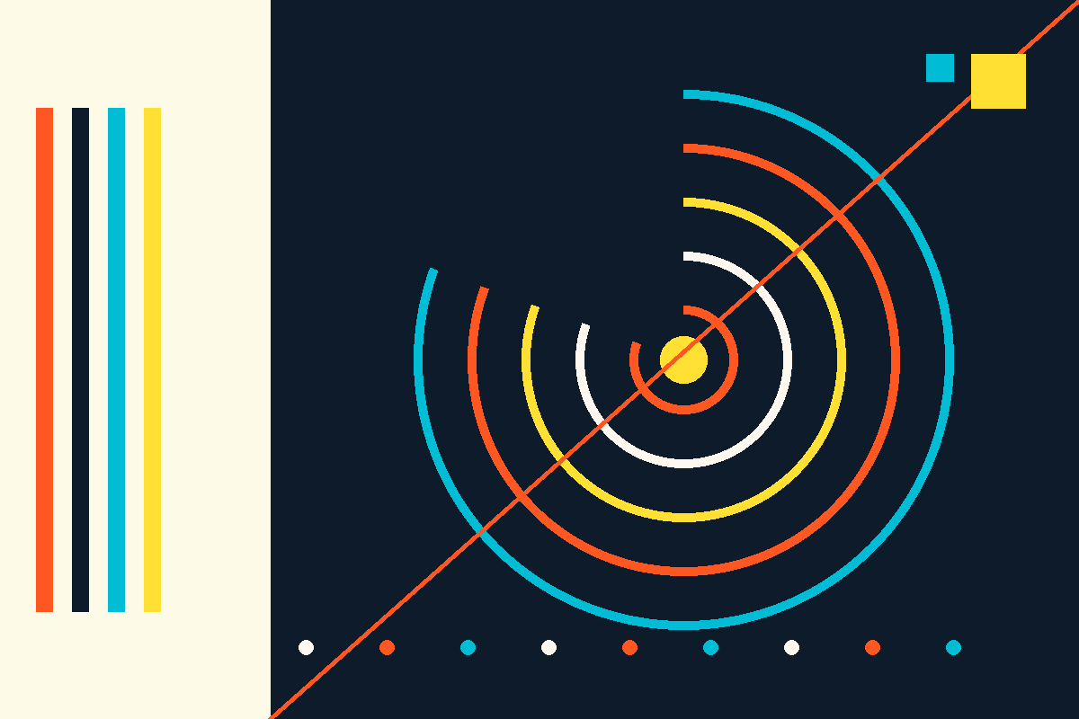 Swiss-style graphic of concentric funding arcs radiating from a single point