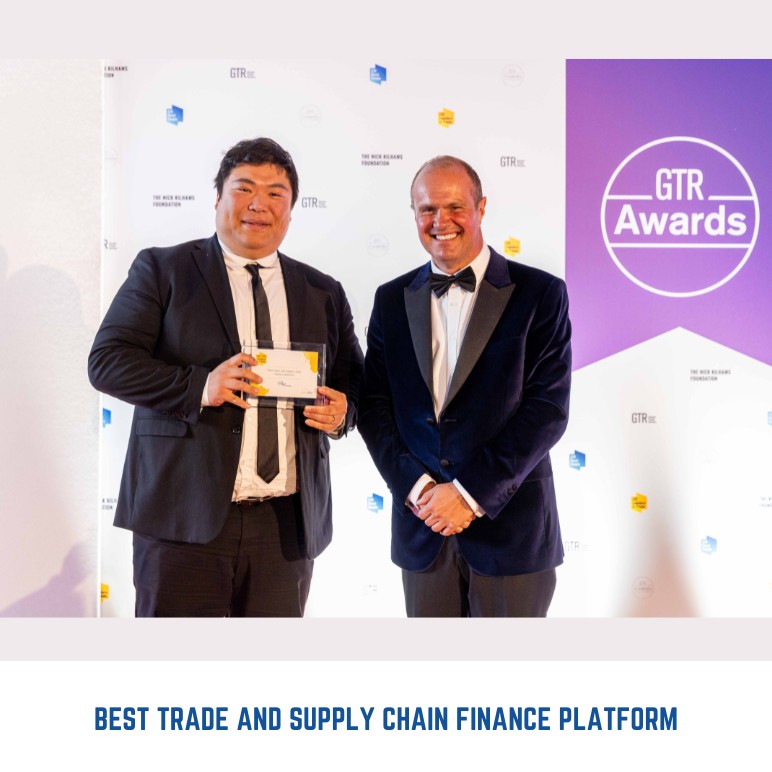 Premium Technology representatives accepting a GTR award for trade and supply chain finance software