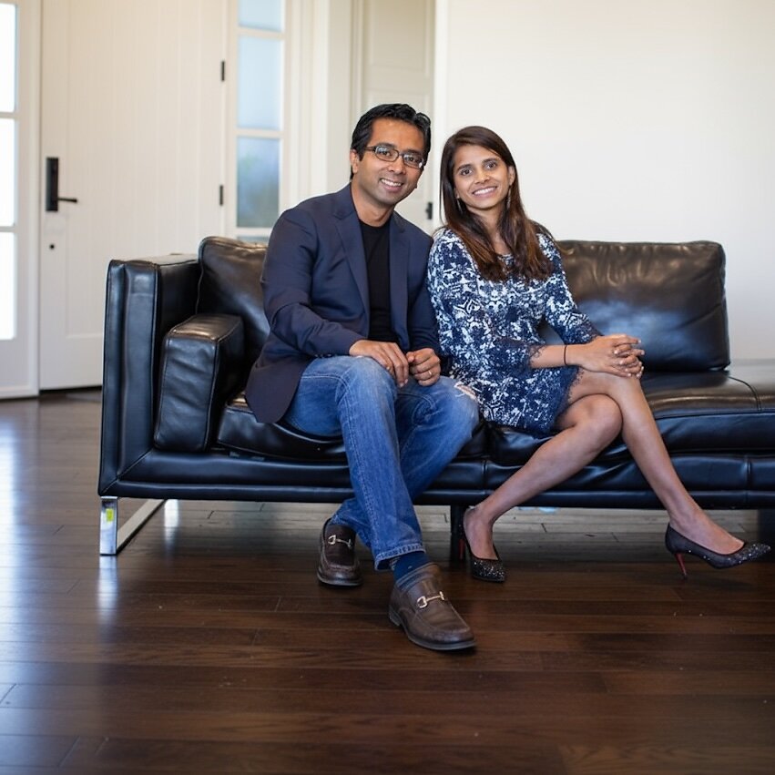 Rajat Mishra and Deepti Juturu seated together on a sofa