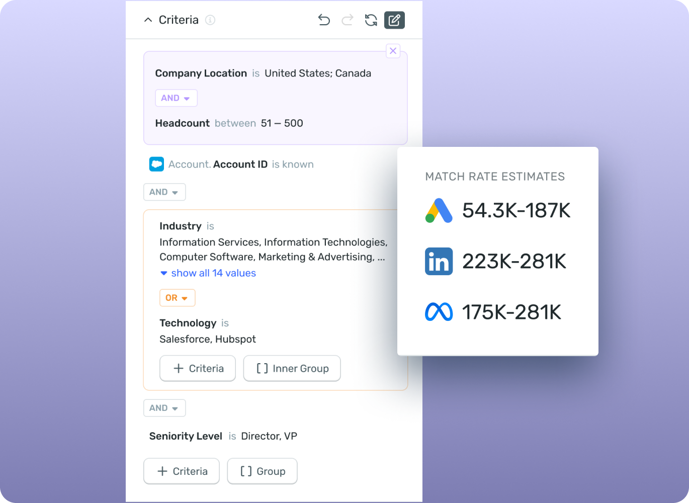 Primer product interface showing smarter B2B audience targeting