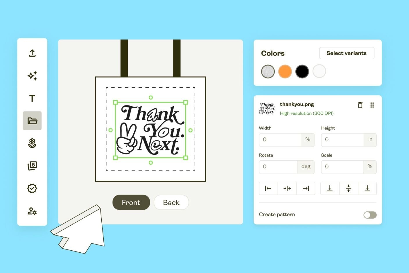 Printify Product Creator showing custom merchandise design and product previews