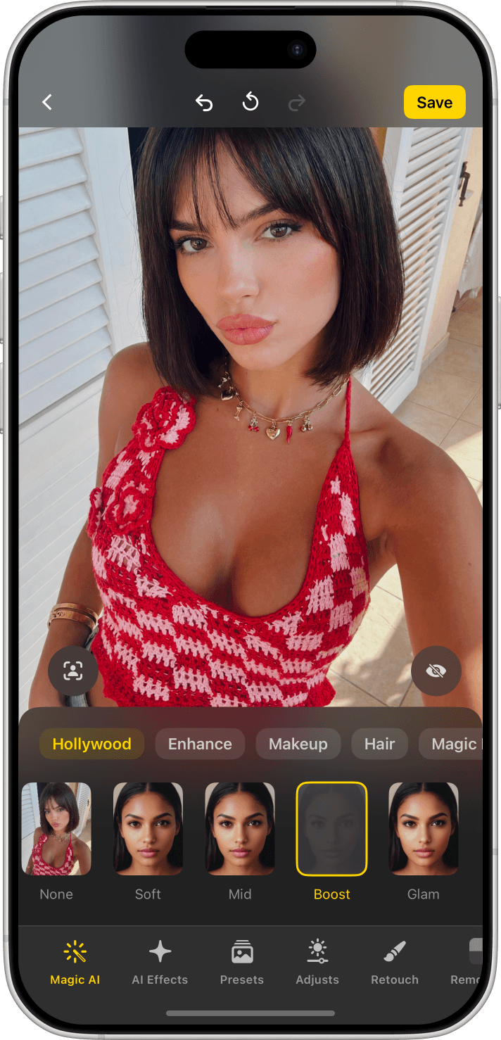 Lensa app showing portrait enhancement