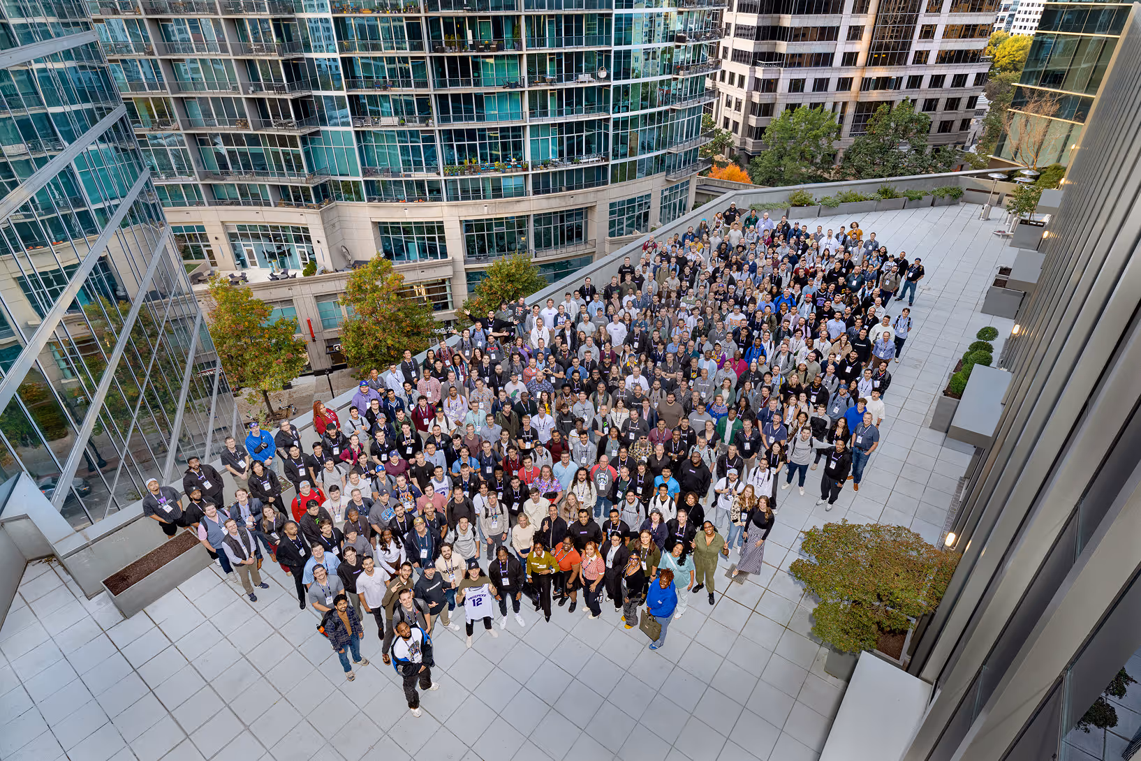 PrizePicks employees gathered for an AllPack team photograph