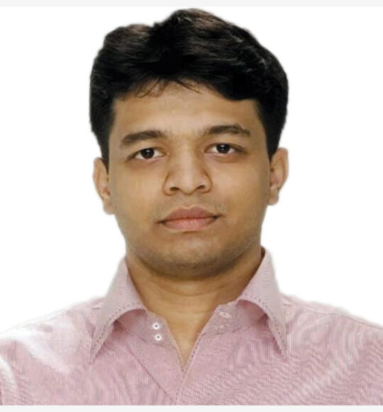 Dewan Shuvo in a light pink collared shirt