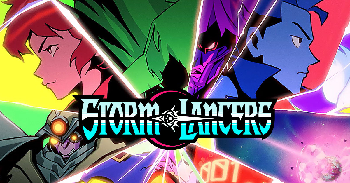 Illustrated characters and logo from the co-op action game Storm Lancers