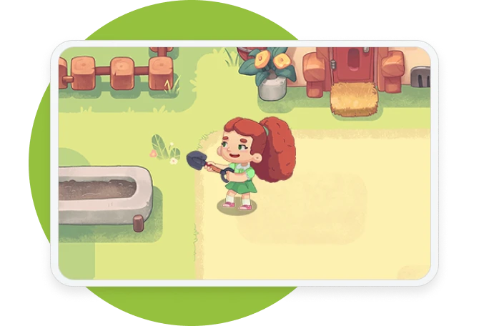 Official Prodigy English product image showing a character building a garden
