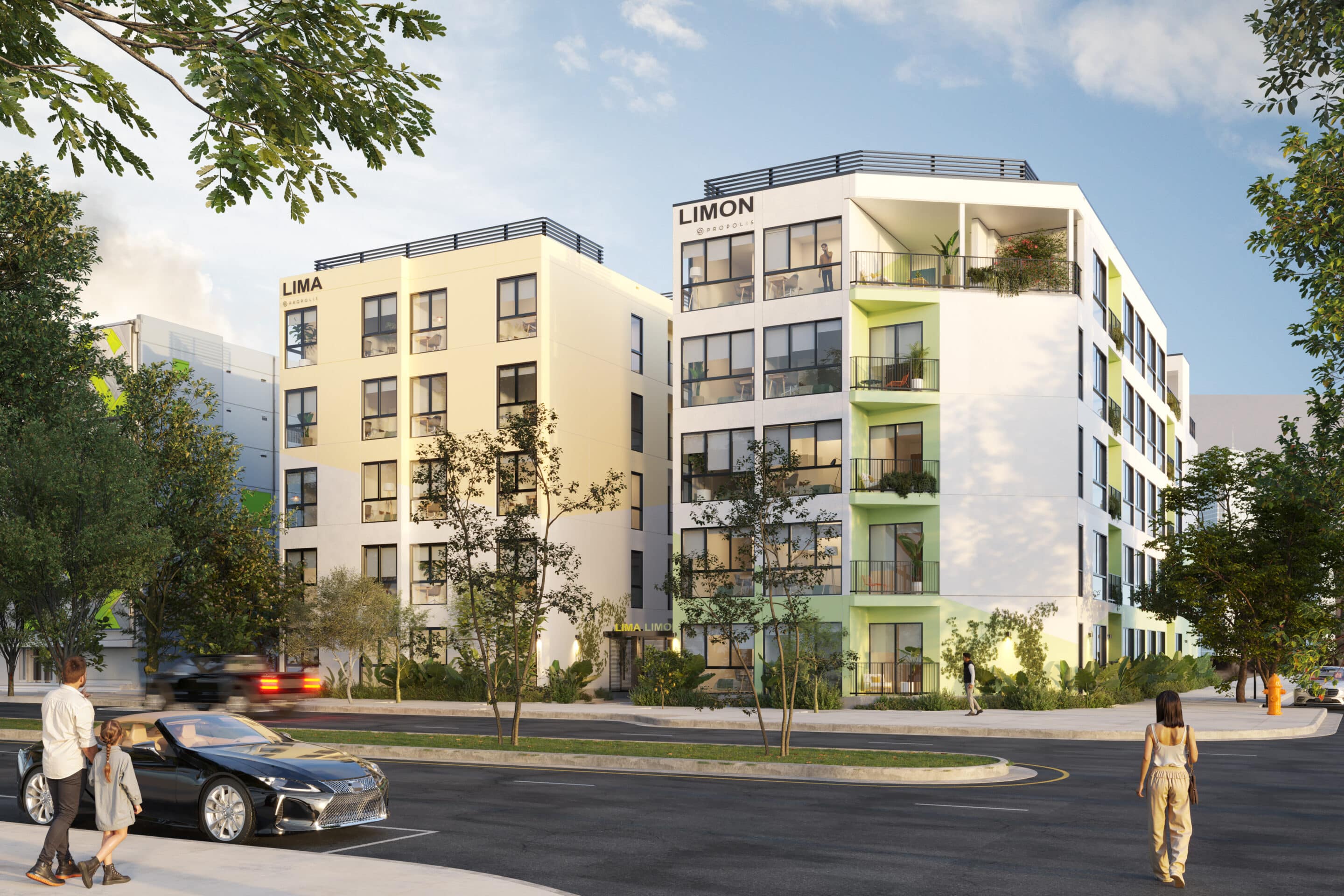 Architectural rendering of Lima and Limon apartment buildings near Wynwood