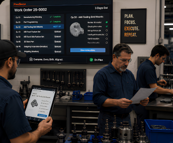 ProShop product illustration showing guided execution through the software