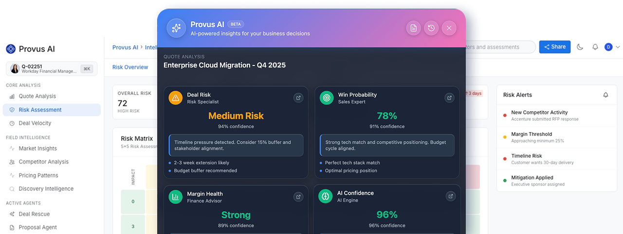 Provus AI product interface shown in company launch materials