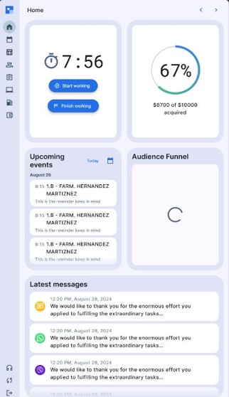 Proxima Cloud CRM mobile interface displayed on a phone