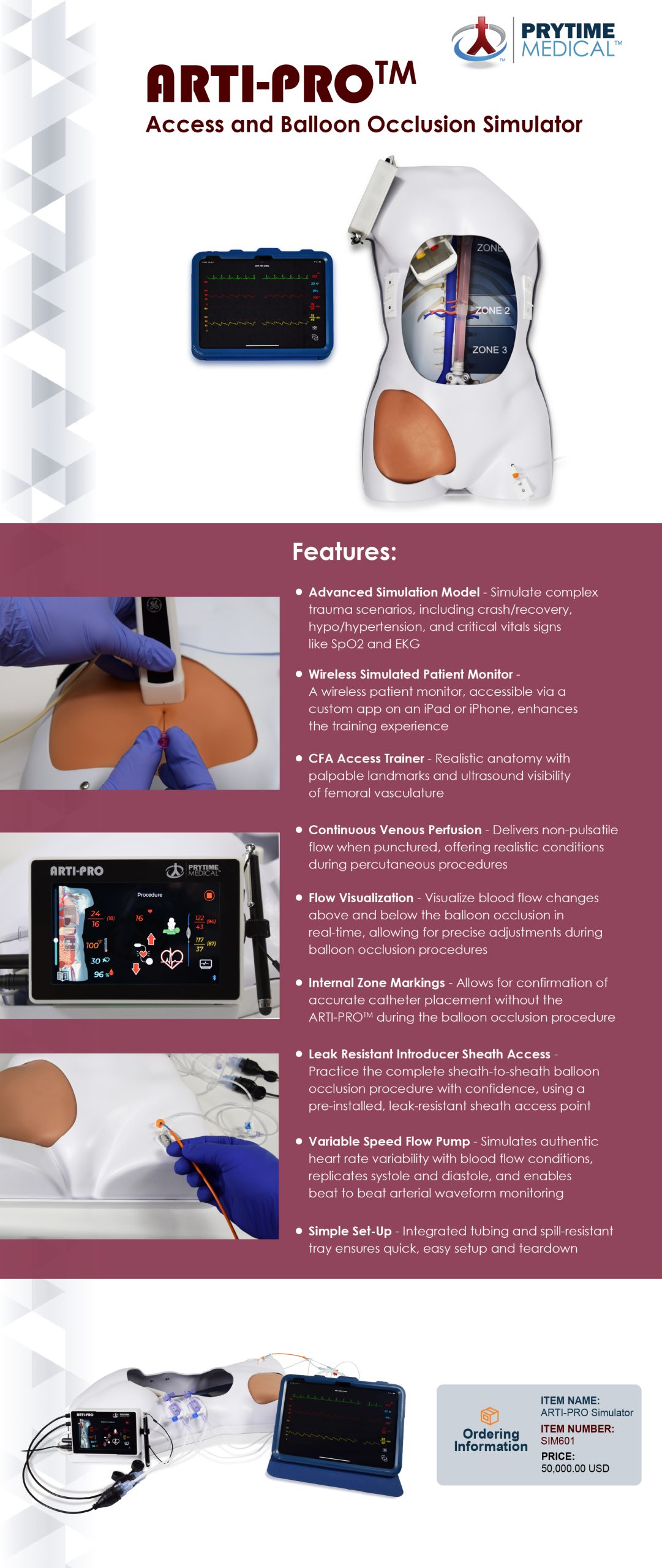 Prytime ARTI-PRO simulator with torso model and monitor