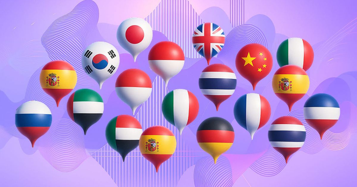 PublicAI Mother Tongue campaign artwork showing speech balloons bearing country flags
