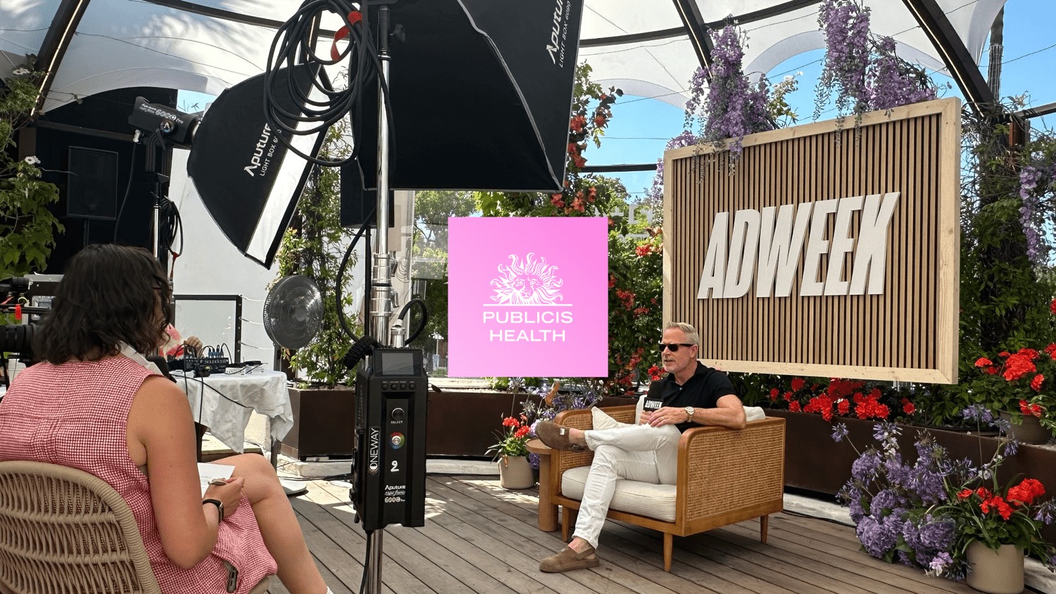 Publicis Health Global CEO Matt McNally being interviewed at Cannes Lions