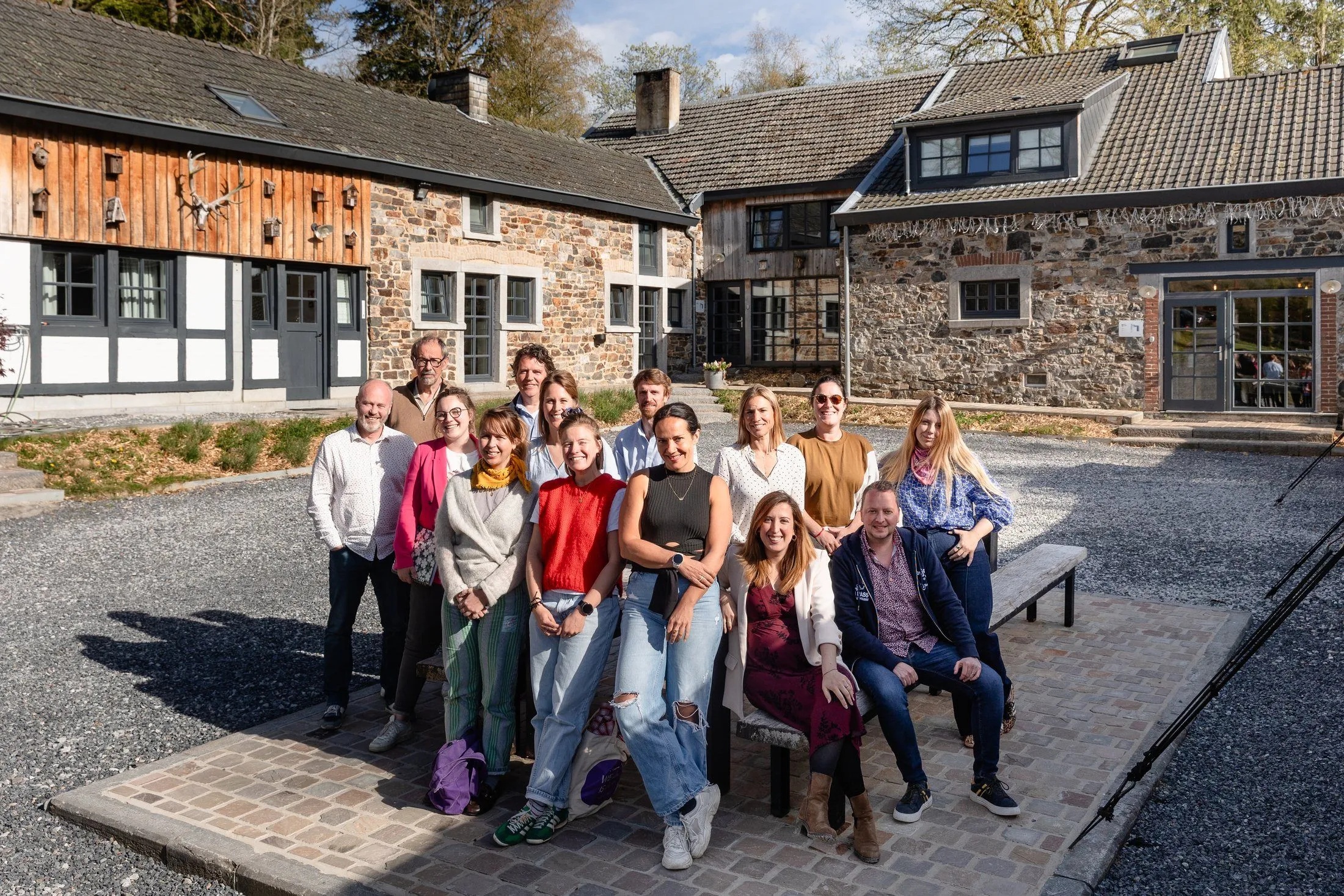 The RISE cohort gathered in an Ardennes courtyard
