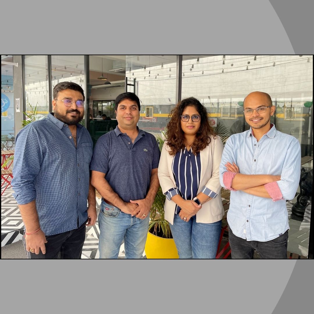 EasyEcom co-founders Himanshu Gupta, Punit Gupta, Swati Jindal and VR Deepak standing together