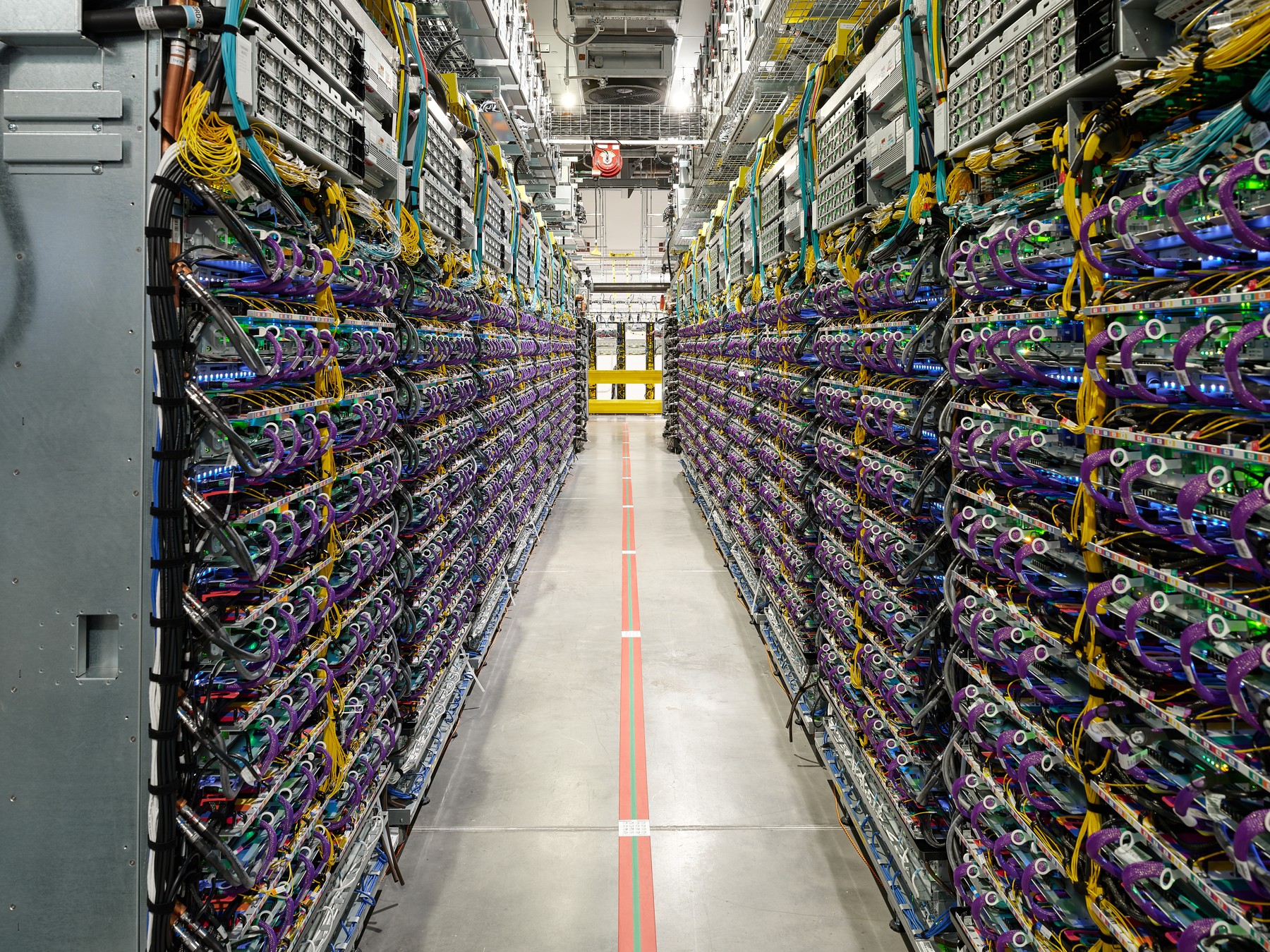 Server racks and cabling inside Google’s New Albany data centre